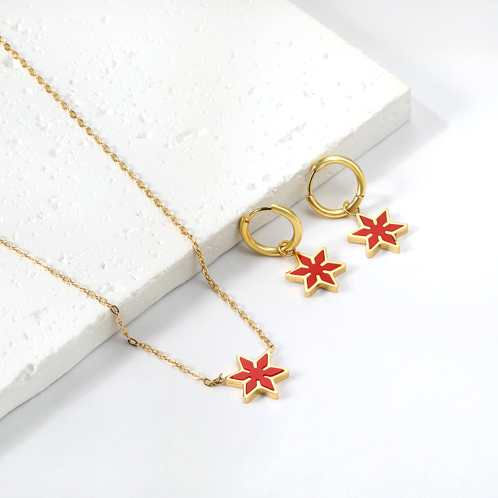 Hexagonal Set of Gold Black & Red & Green Drip Oils asonjewelry