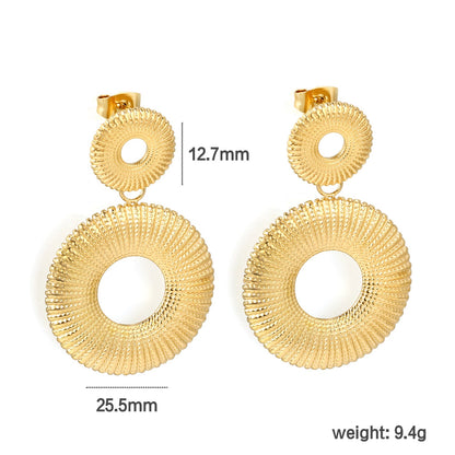 12.7mm Textured Small Cutout Hoop + 25.5mm Textured Large Cutout Hoop Stud Earrings asonjewelry