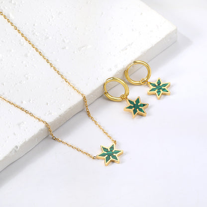 Hexagonal Set of Gold Black & Red & Green Drip Oils asonjewelry