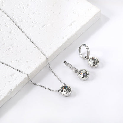 Round with White Pearls & White Diamonds & Purple Diamonds & Blue Diamonds & Green Diamonds Jewelry Set Steel/Golden asonjewelry