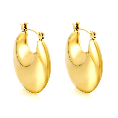 Golden hollow fat moon earrings 27*25mm asonjewelry