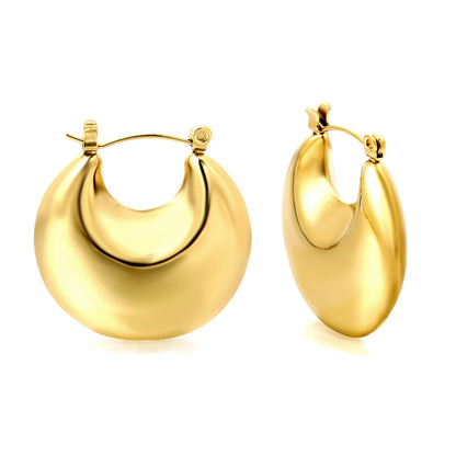 Golden hollow fat moon earrings 27*25mm asonjewelry
