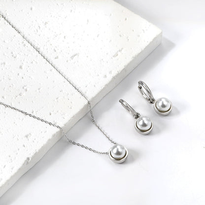 Round with White Pearls & White Diamonds & Purple Diamonds & Blue Diamonds & Green Diamonds Jewelry Set Steel/Golden asonjewelry