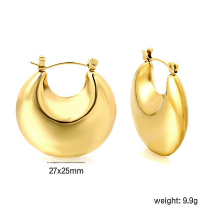 Golden hollow fat moon earrings 27*25mm asonjewelry
