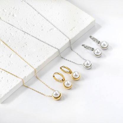 Round with White Pearls & White Diamonds & Purple Diamonds & Blue Diamonds & Green Diamonds Jewelry Set Steel/Golden asonjewelry