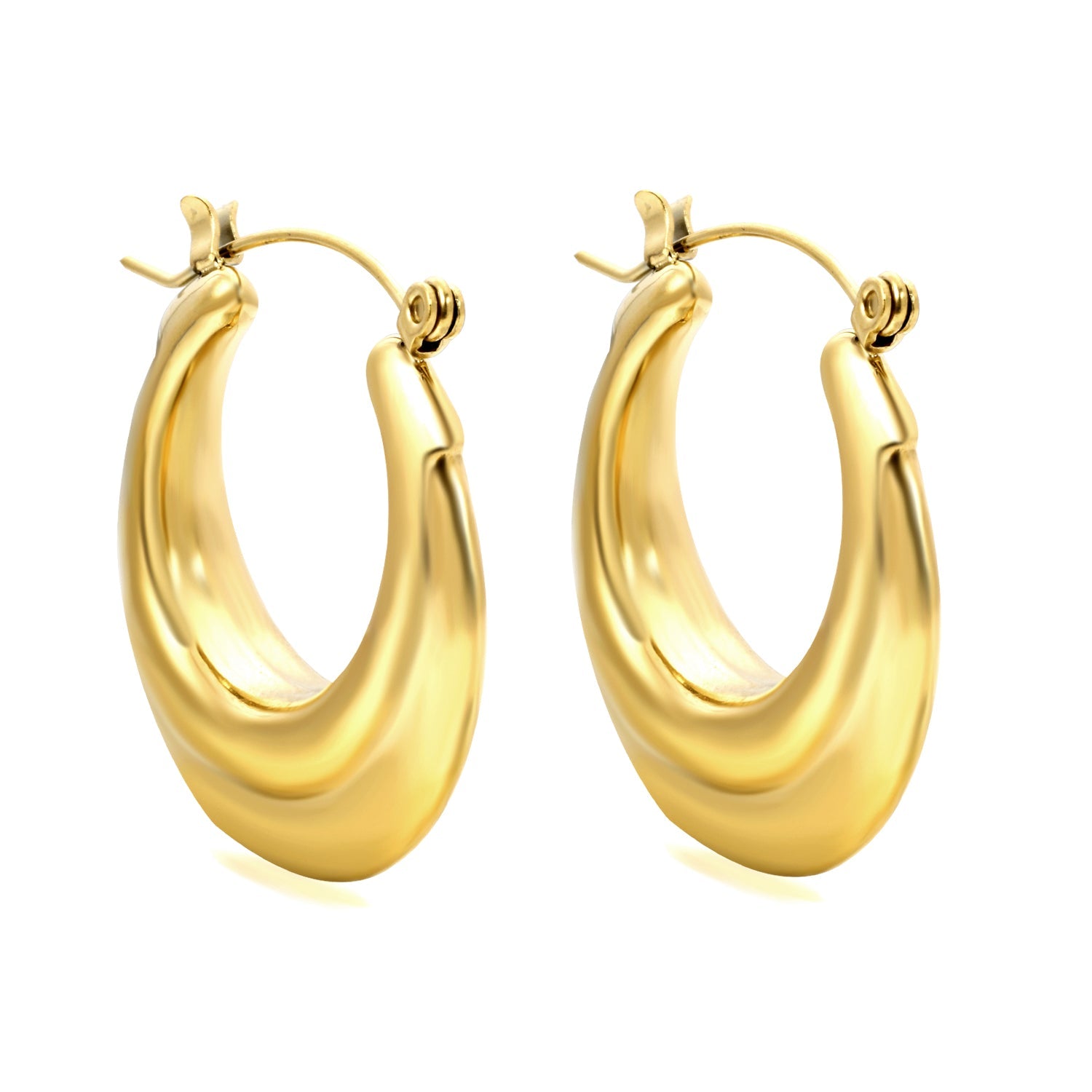 Hollow Open Circular Convex Earrings 28mm Gold Color asonjewelry