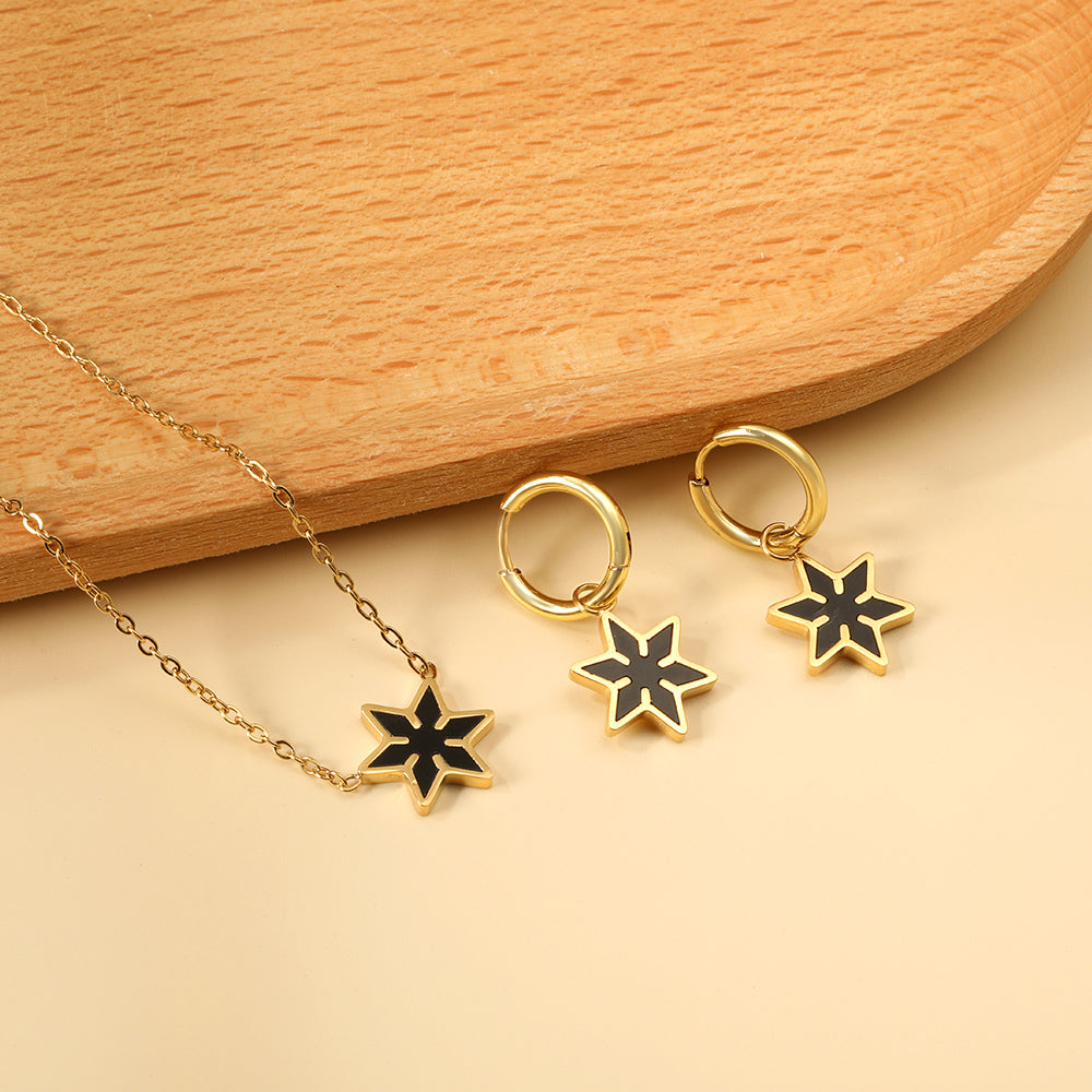 Hexagonal Set of Gold Black & Red & Green Drip Oils asonjewelry