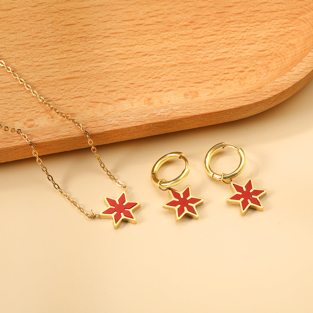 Hexagonal Set of Gold Black & Red & Green Drip Oils asonjewelry