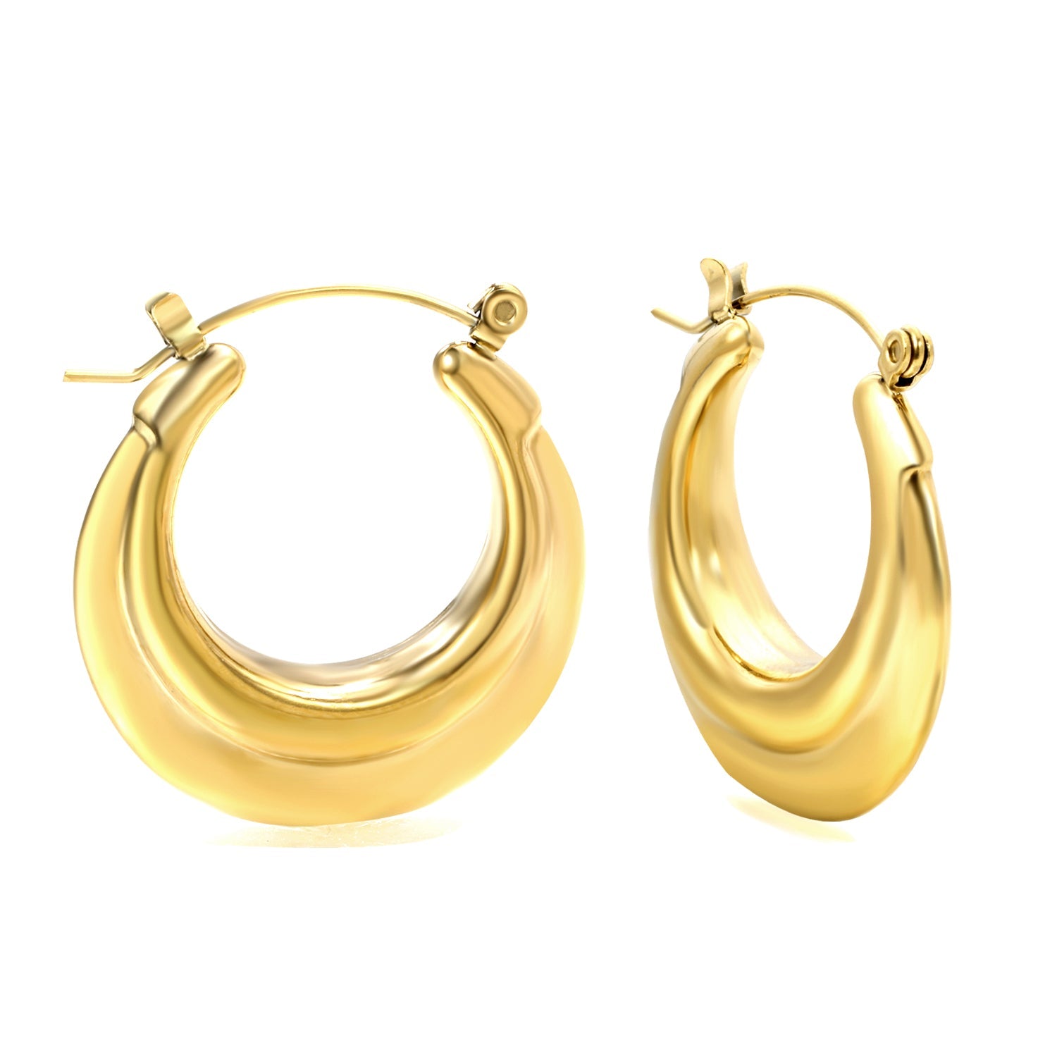 Hollow Open Circular Convex Earrings 28mm Gold Color asonjewelry