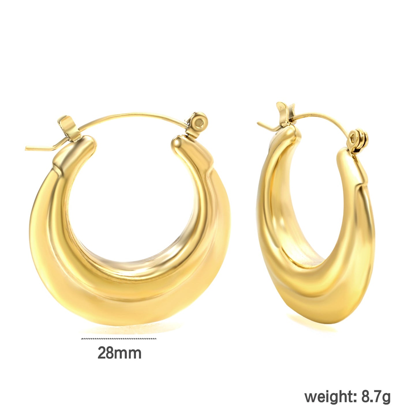 Hollow Open Circular Convex Earrings 28mm Gold Color asonjewelry