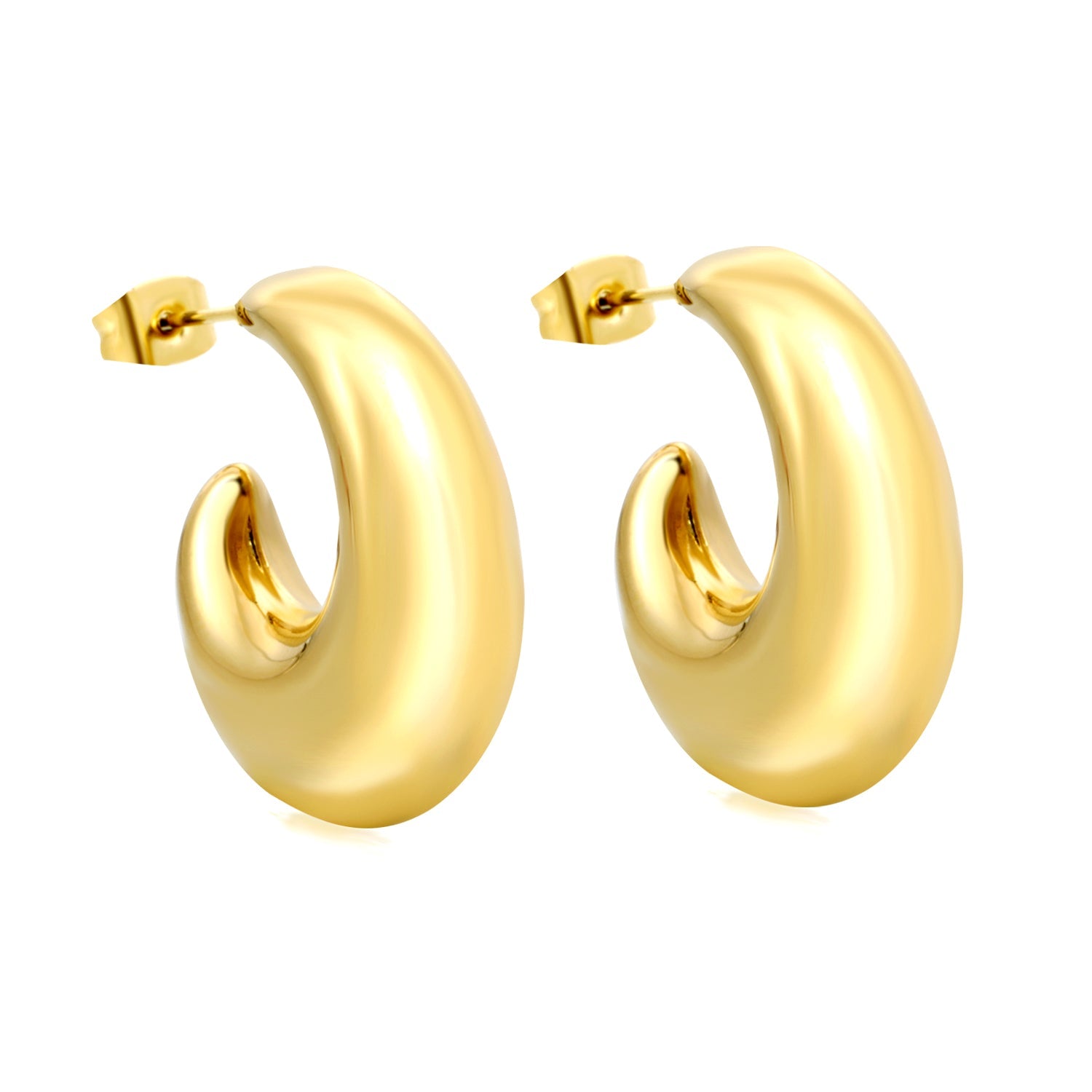 Hollow fat hook earrings 25.4*28mm gold color asonjewelry