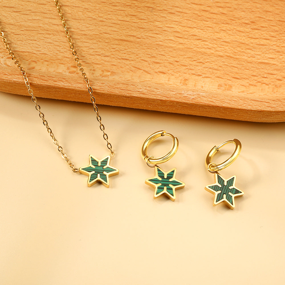 Hexagonal Set of Gold Black & Red & Green Drip Oils asonjewelry