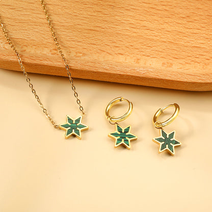 Hexagonal Set of Gold Black & Red & Green Drip Oils asonjewelry