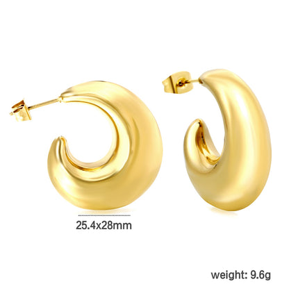Hollow fat hook earrings 25.4*28mm gold color asonjewelry