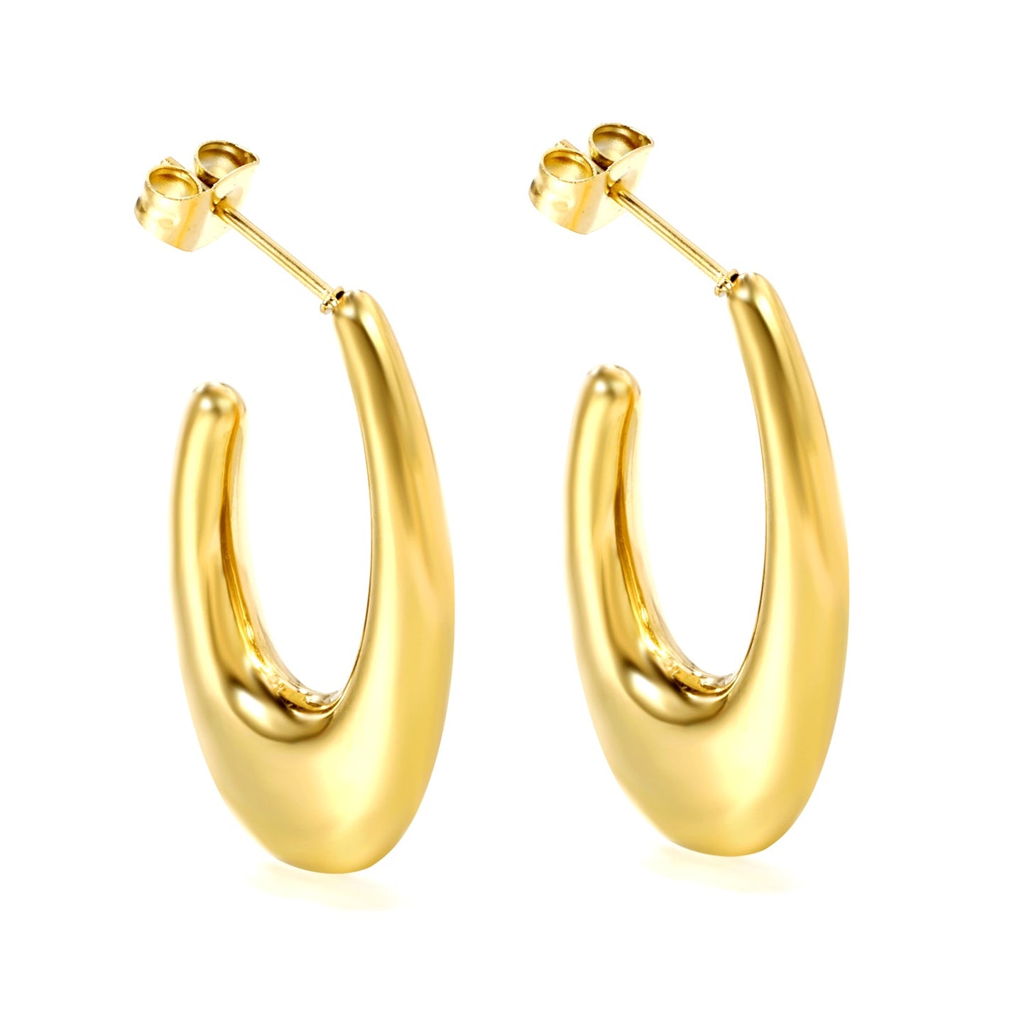 Hollow fat long U-shaped earloop 17*30mm gold color asonjewelry