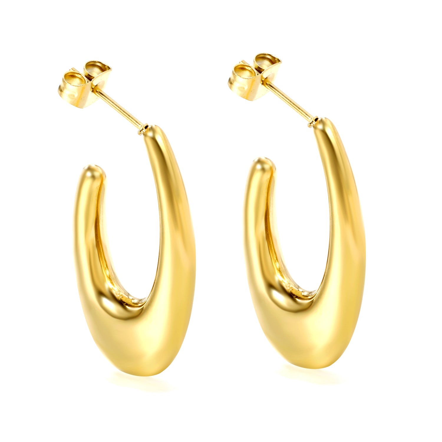 Hollow fat long U-shaped earloop 17*30mm gold color asonjewelry
