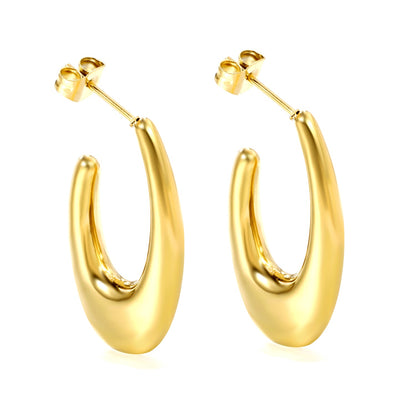 Hollow fat long U-shaped earloop 17*30mm gold color asonjewelry