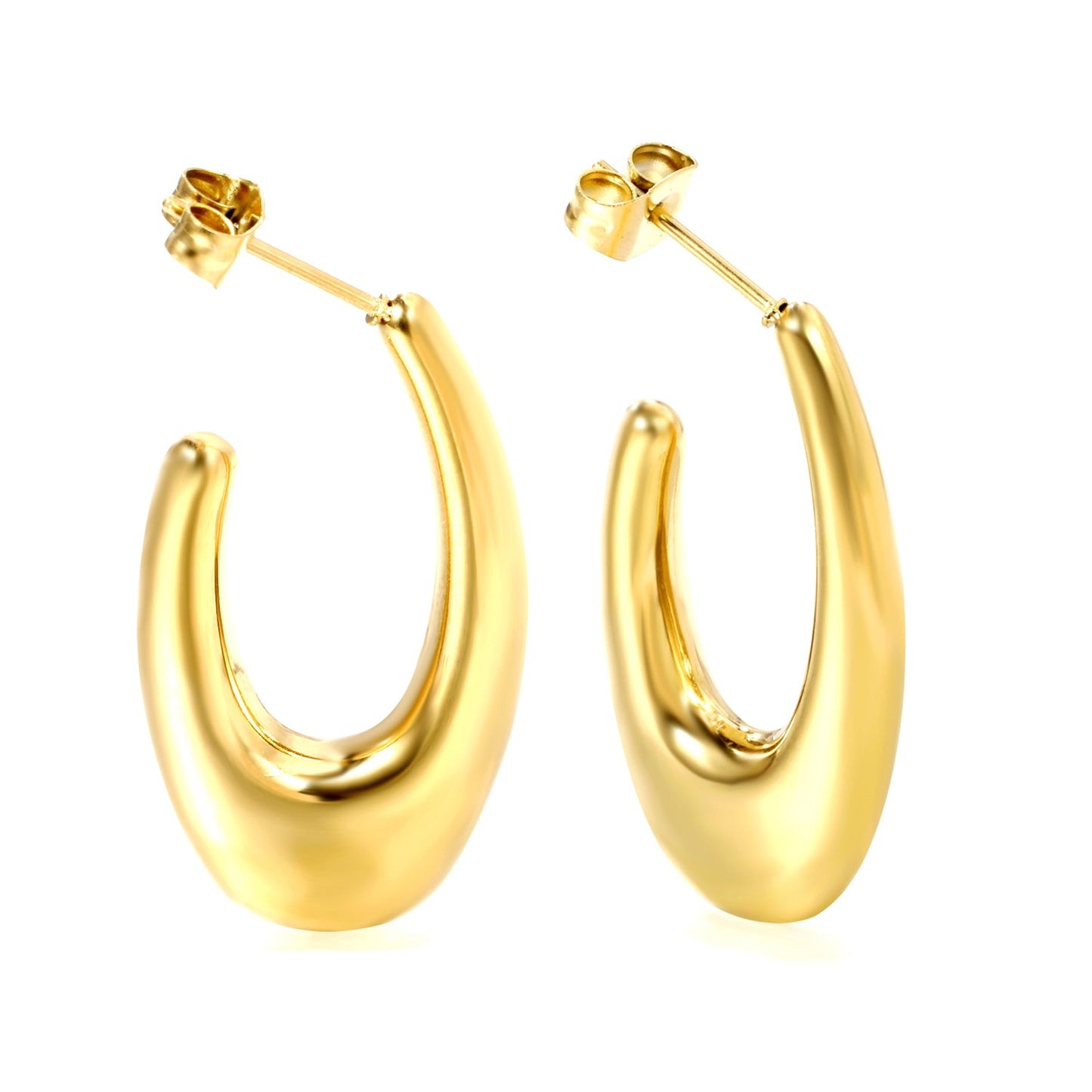 Hollow fat long U-shaped earloop 17*30mm gold color asonjewelry