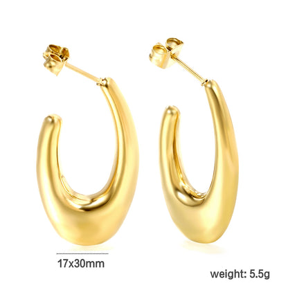 Hollow fat long U-shaped earloop 17*30mm gold color asonjewelry