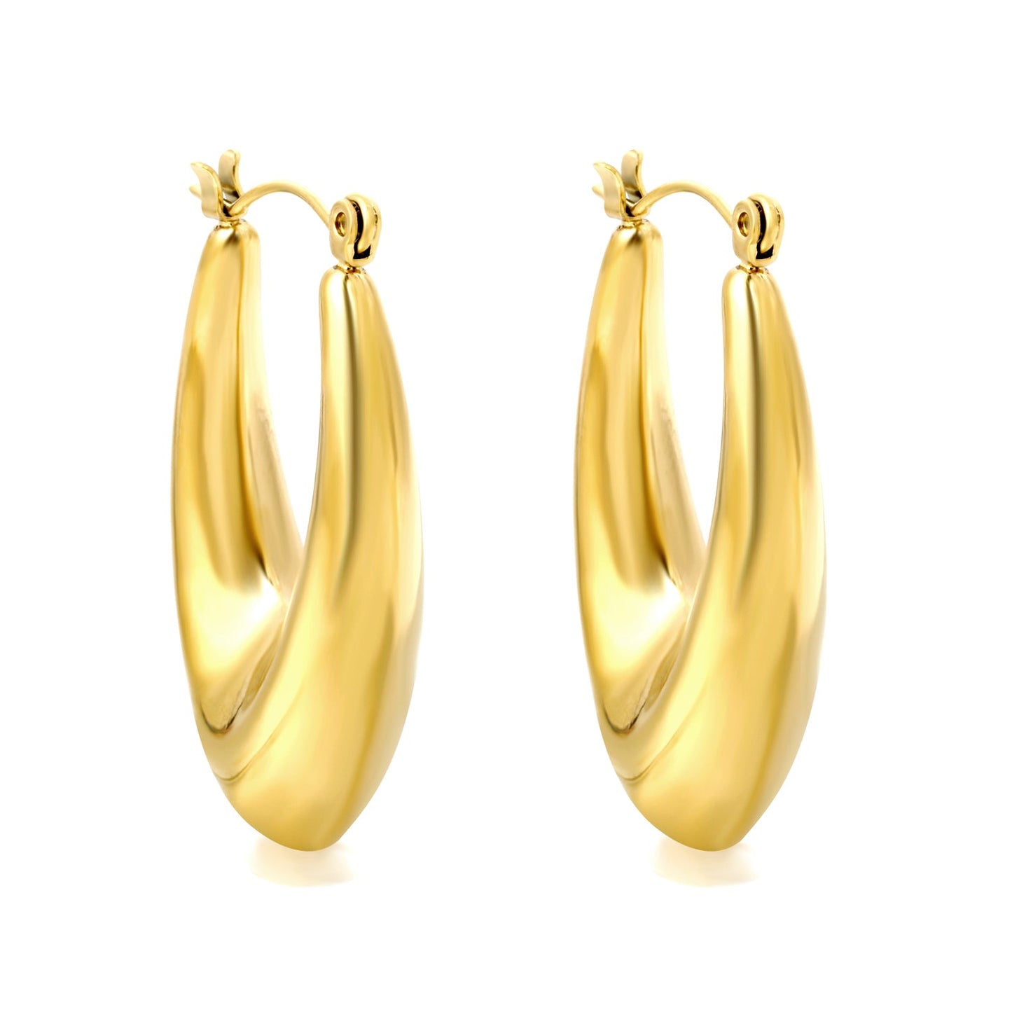 Hollow fat V-shaped earloop 22.2*33.4mm gold color asonjewelry