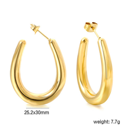 Hollow Golden U-shaped Earring 25.2*30mm asonjewelry