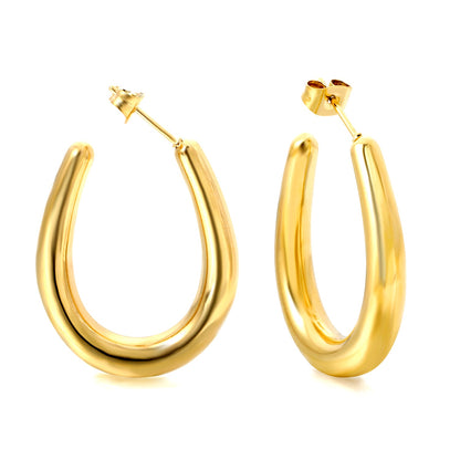 Hollow Golden U-shaped Earring 25.2*30mm asonjewelry