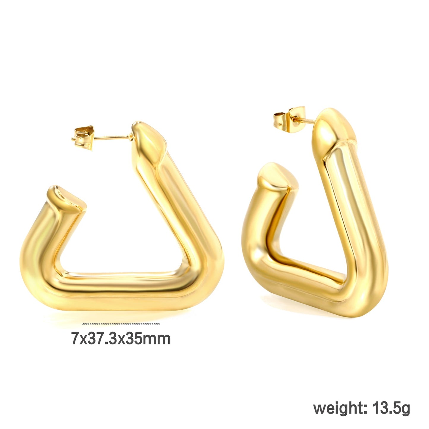Hollow opening triangle color earrings 7*37.3*35mm asonjewelry