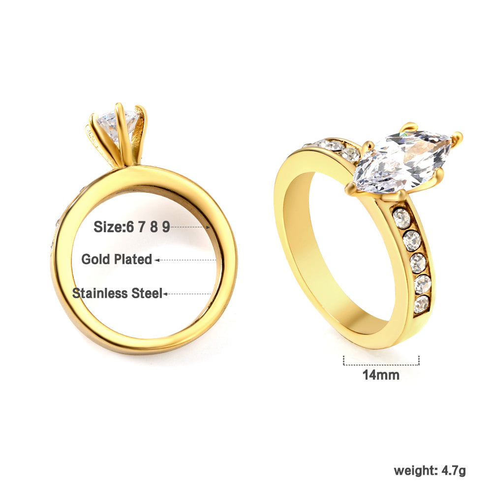 Four claws zirconia stainless steel are 18k gold ring female niche design sense retro temperament net red jewelry asonjewelry