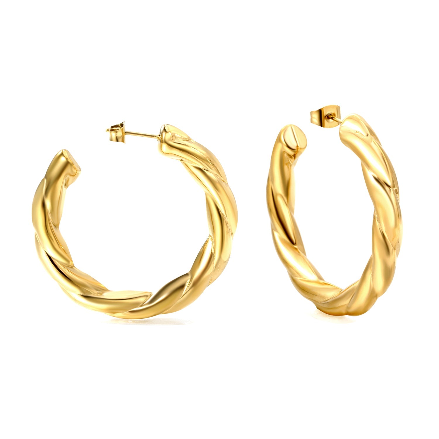 Golden Hollow Open Round Twist Earrings 6.5*42.2mm asonjewelry