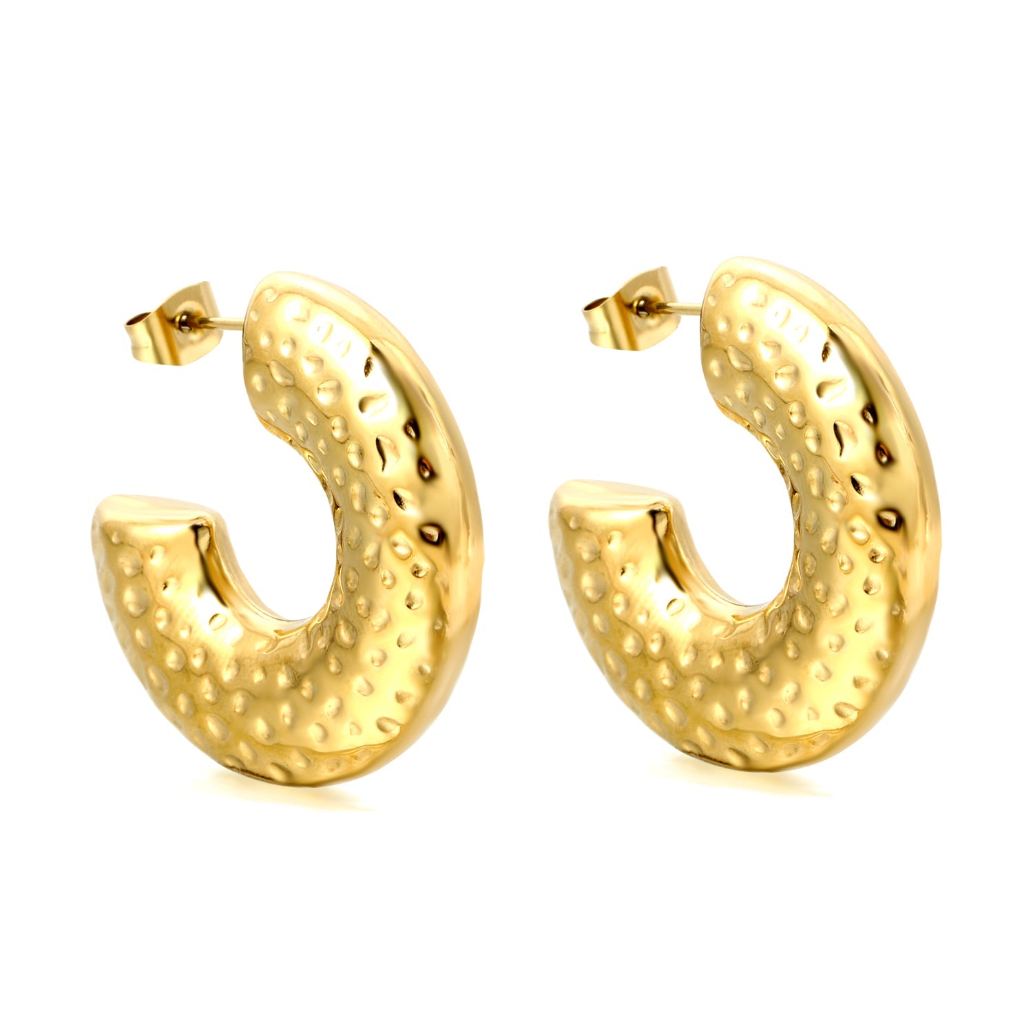 Hollow C-shaped pitted earrings 10*31mm gold color asonjewelry