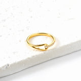 Geometric with diamonds water drop hollowing ring women's hundred finger ring