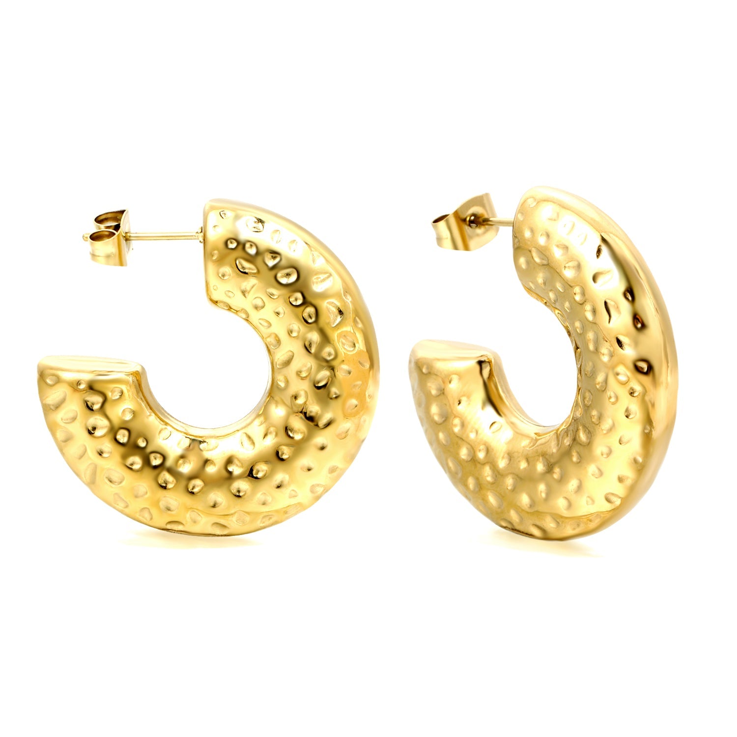 Hollow C-shaped pitted earrings 10*31mm gold color asonjewelry