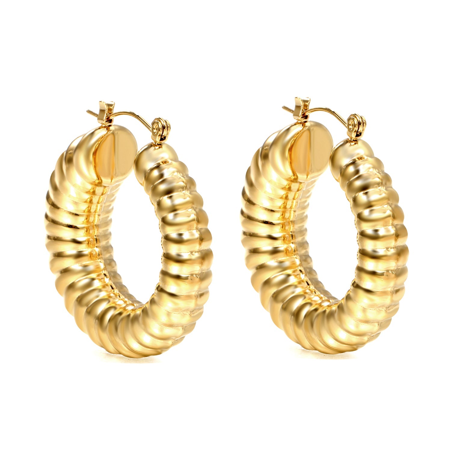 Hollow open round elephant trunk earrings 35mm gold color asonjewelry