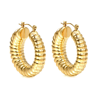 Hollow open round elephant trunk earrings 35mm gold color asonjewelry