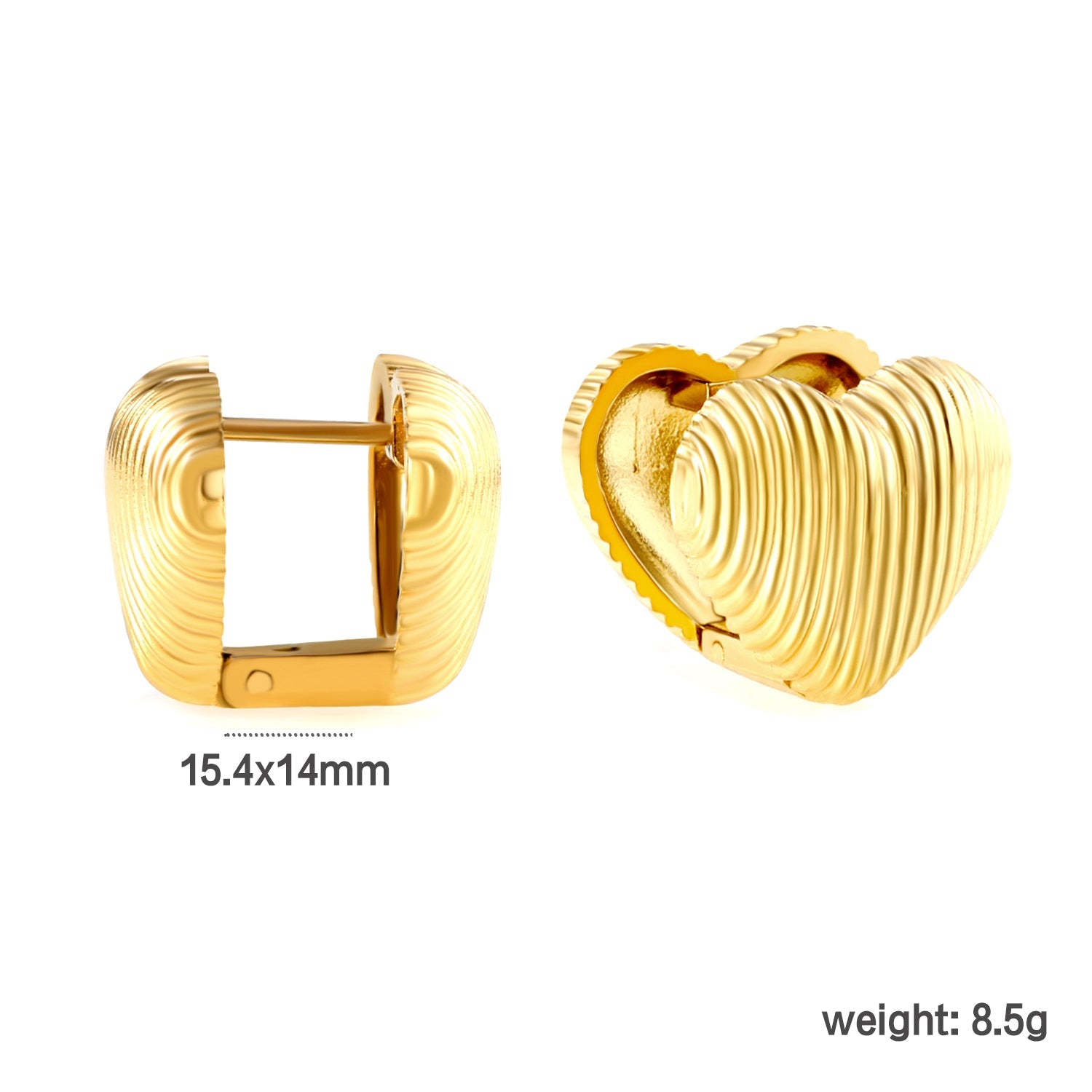 15.4*14mm Vertical Heart Earrings Gold Color asonjewelry