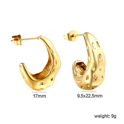 C-Shape Bumpy Earrings Goldtone asonjewelry