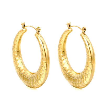 Hollow open round snake earrings 40mm gold color asonjewelry