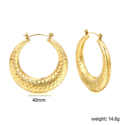 Hollow open round snake earrings 40mm gold color asonjewelry