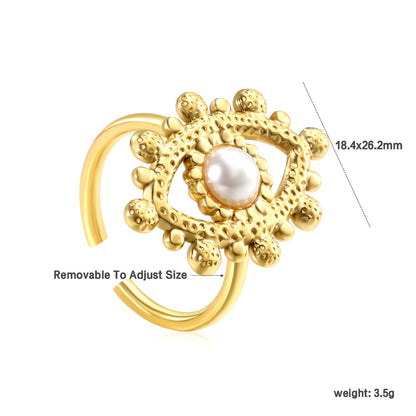 18.4*26.2mm Eye Split Ring Pearl/Turquoise/Malachite/ Golden 8 asonjewelry