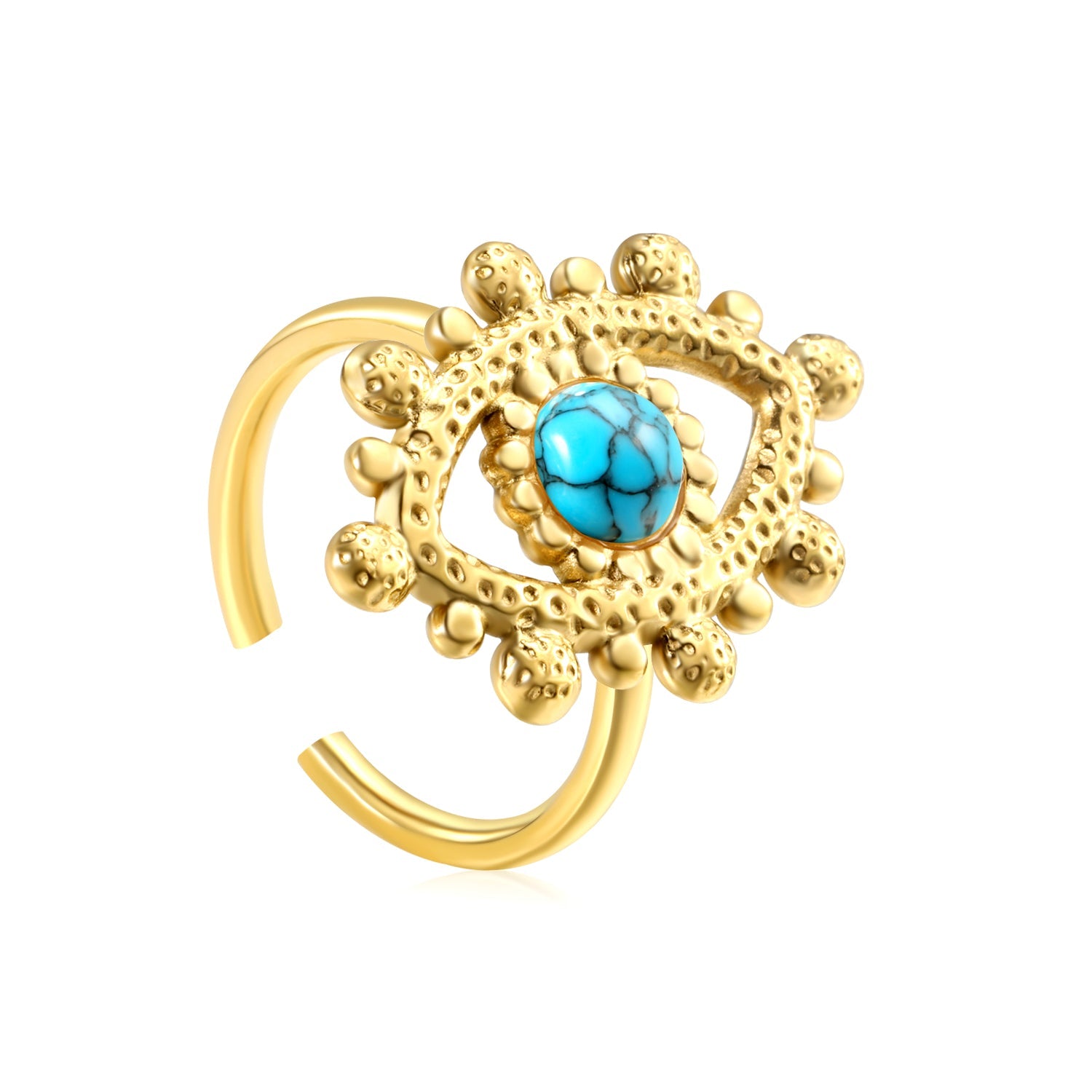 18.4*26.2mm Eye Split Ring Pearl/Turquoise/Malachite/ Golden 8 asonjewelry