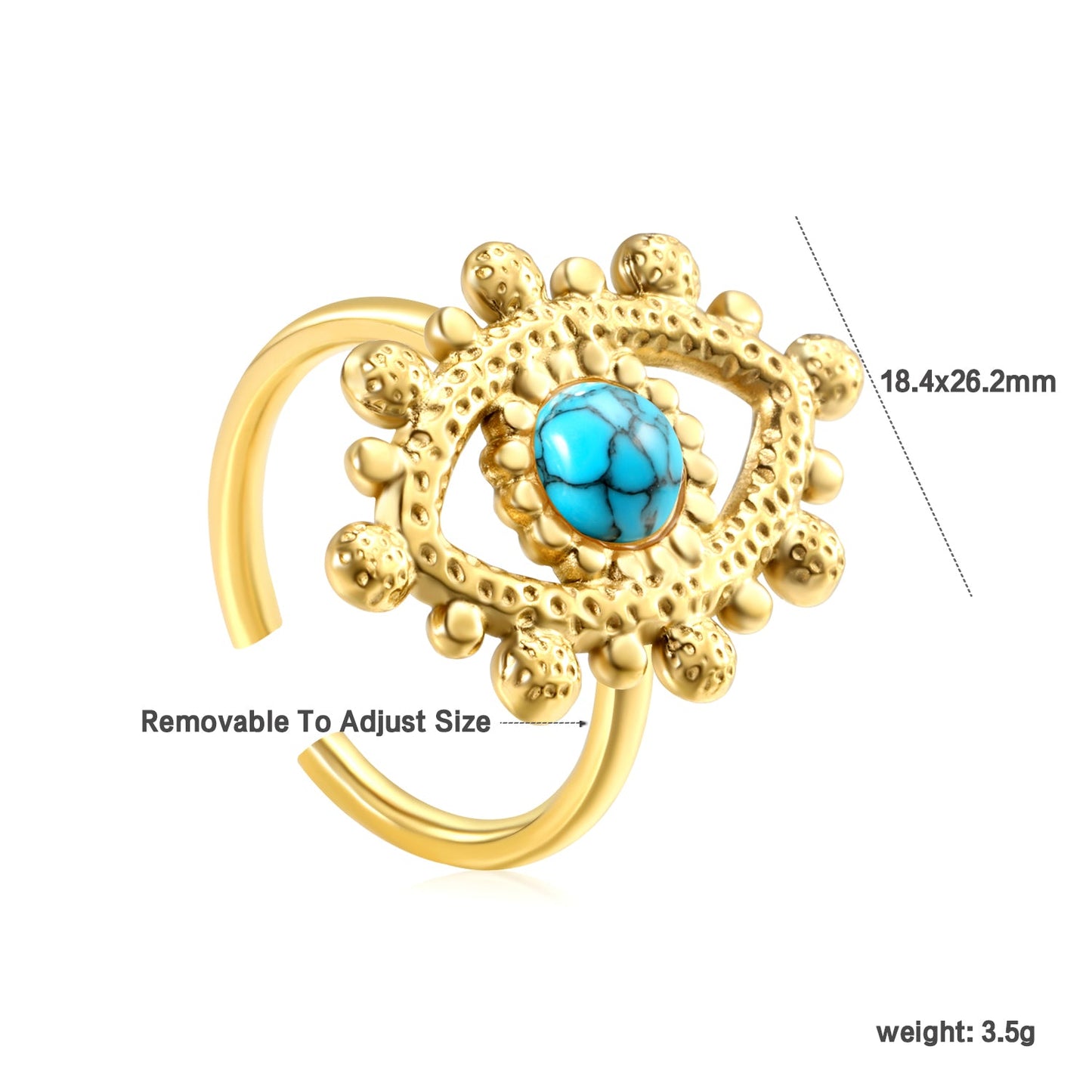 18.4*26.2mm Eye Split Ring Pearl/Turquoise/Malachite/ Golden 8 asonjewelry