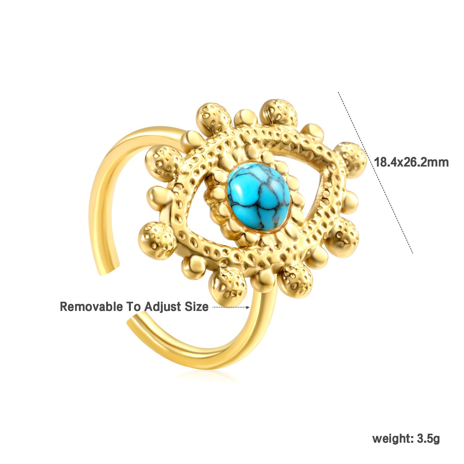 18.4*26.2mm Eye Split Ring Pearl/Turquoise/Malachite/ Golden 8 asonjewelry