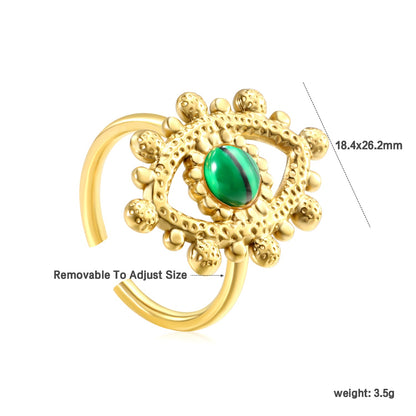 18.4*26.2mm Eye Split Ring Pearl/Turquoise/Malachite/ Golden 8 asonjewelry