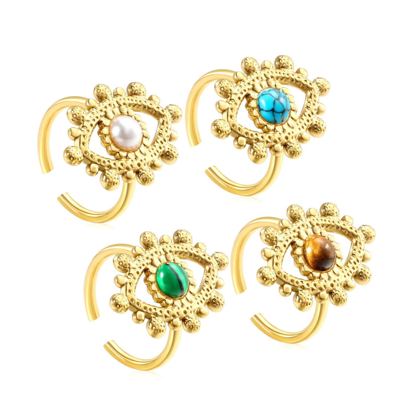 18.4*26.2mm Eye Split Ring Pearl/Turquoise/Malachite/ Golden 8 asonjewelry