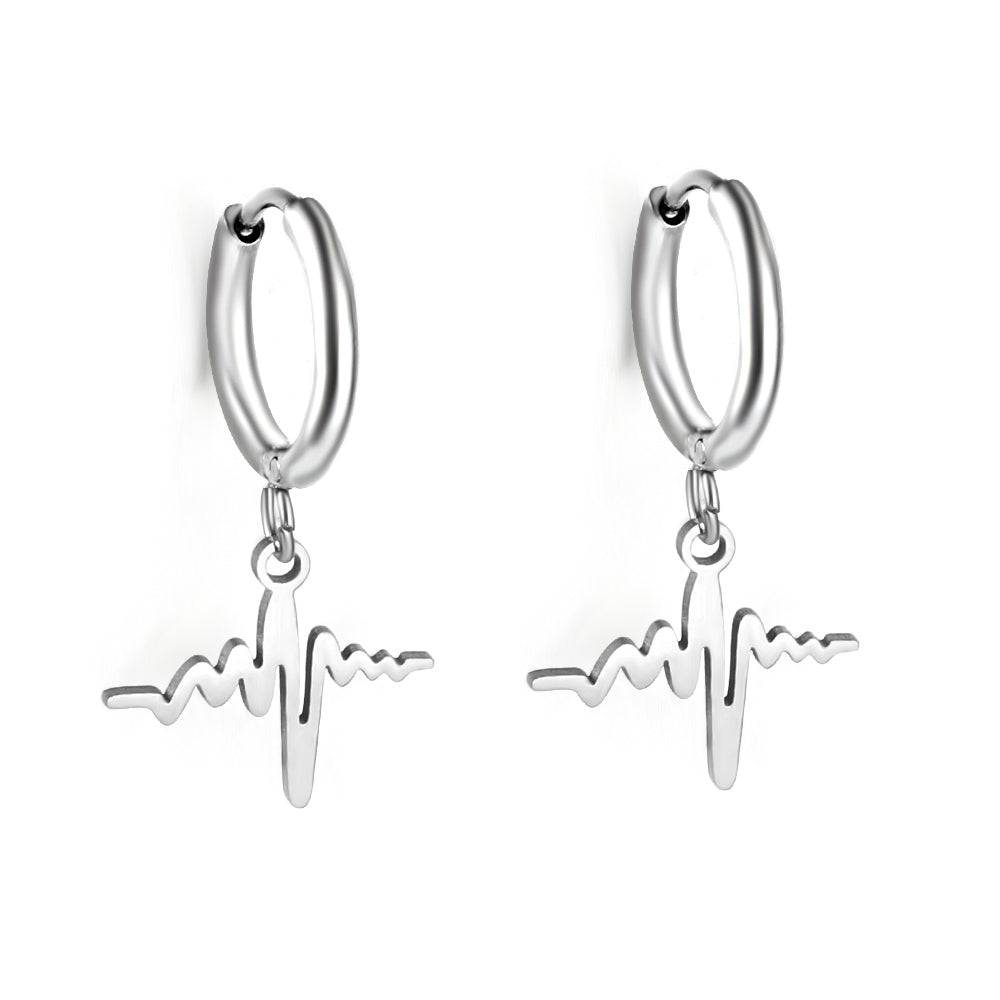 Wire 1.6x11mm O.D. earrings + 11.9*10mm circle with lightning bolt pendant earrings steel color/golden asonjewelry