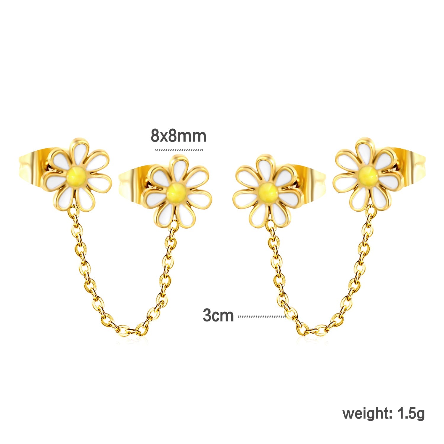 ¡°8mm six petal flower white/blue oil drops +03 cross chain 30mm accessories earrings gold color¡± asonjewelry