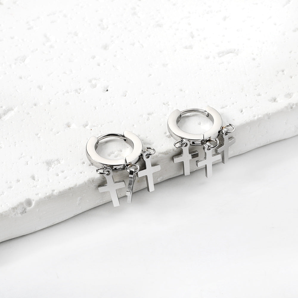 Circle earrings with 3 crosses asonjewelry