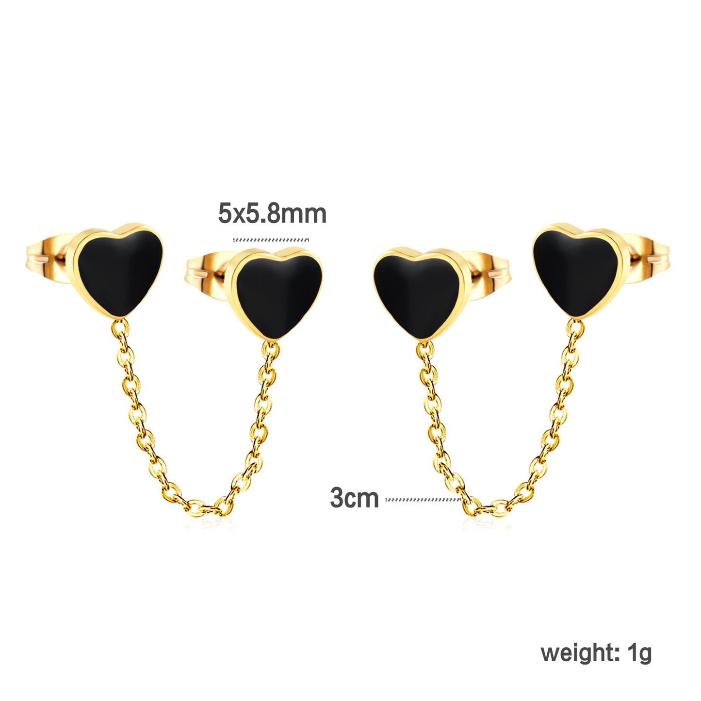 6.3*5.5mm heart shaped black/red/pink oil drops+03 cross chain 30mm accessories earrings gold color asonjewelry