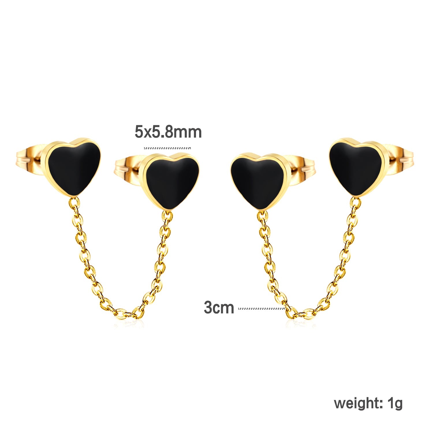 6.3*5.5mm heart shaped black/red/pink oil drops+03 cross chain 30mm accessories earrings gold color asonjewelry