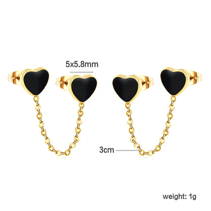 6.3*5.5mm heart shaped black/red/pink oil drops+03 cross chain 30mm accessories earrings gold color asonjewelry